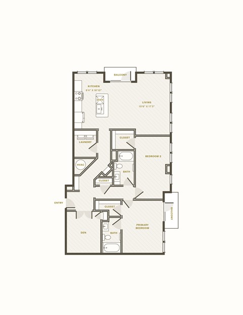 Floor plan for 3 beds, 2 baths, 1422 sqft